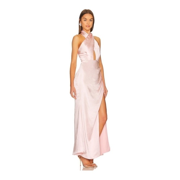ELLIATT Blush Pink Cross Front Satin Maxi Gown Medium NWT - Picture 10 of 16